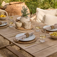 Shiro 6 Seater Wooden Garden Dining Set with Shiro Beige Rope Dining Chairs