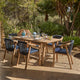 Shiro 6 Seater Wooden Garden Dining Set with Shiro Rope Dining Chairs - Navy Rope