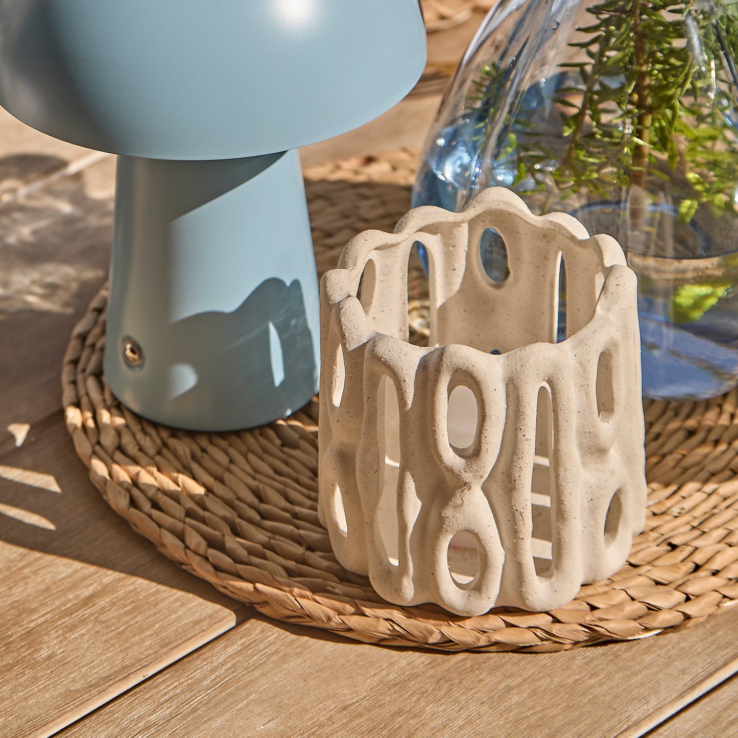 Shiro 6 Seater Wooden Garden Dining Set with Shiro Rope Dining Chairs - Navy Rope