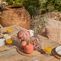 Shiro 6 Seater Wooden Garden Dining Set with Shiro Pink Rope Chairs & Bench - 180cm