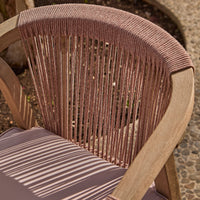 Shiro 6 Seater Wooden Garden Dining Set with Shiro Pink Rope Chairs & Bench - 180cm