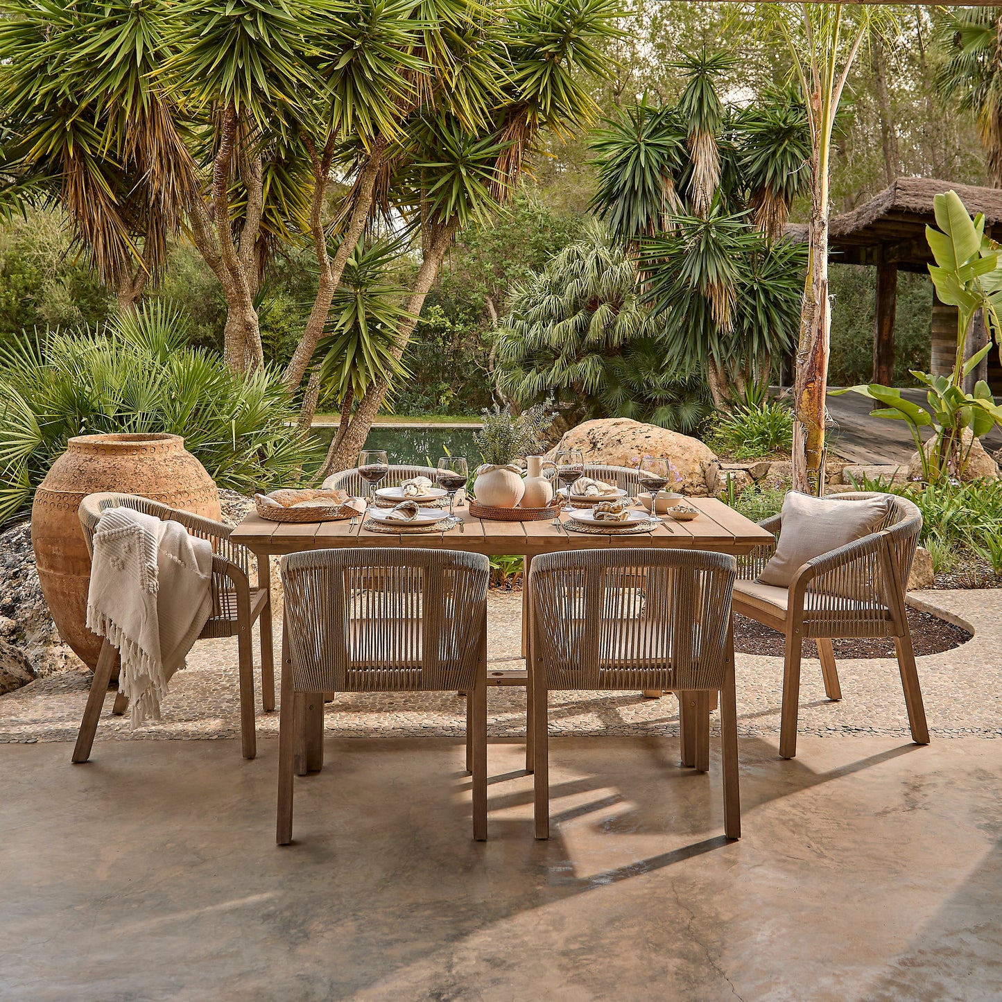 Shiro 6 Seater Dining Table Set with Nala Dining Chairs & Cushions
