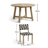Shiro 4 Seater Round Wooden Garden Dining Set with Saffron Black/Beige Dining Chairs