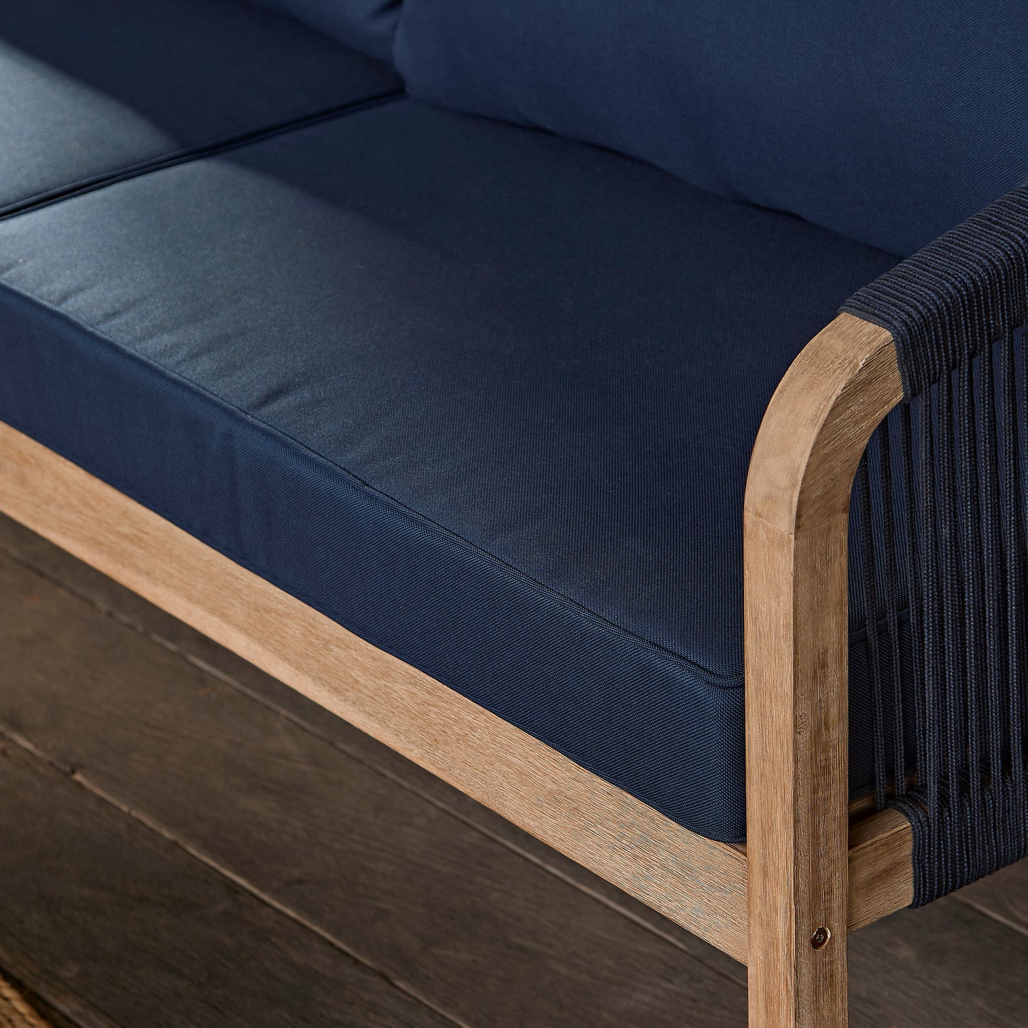 Shiro Corner Sofa with Navy Cushions with Akira Coffee Table Set