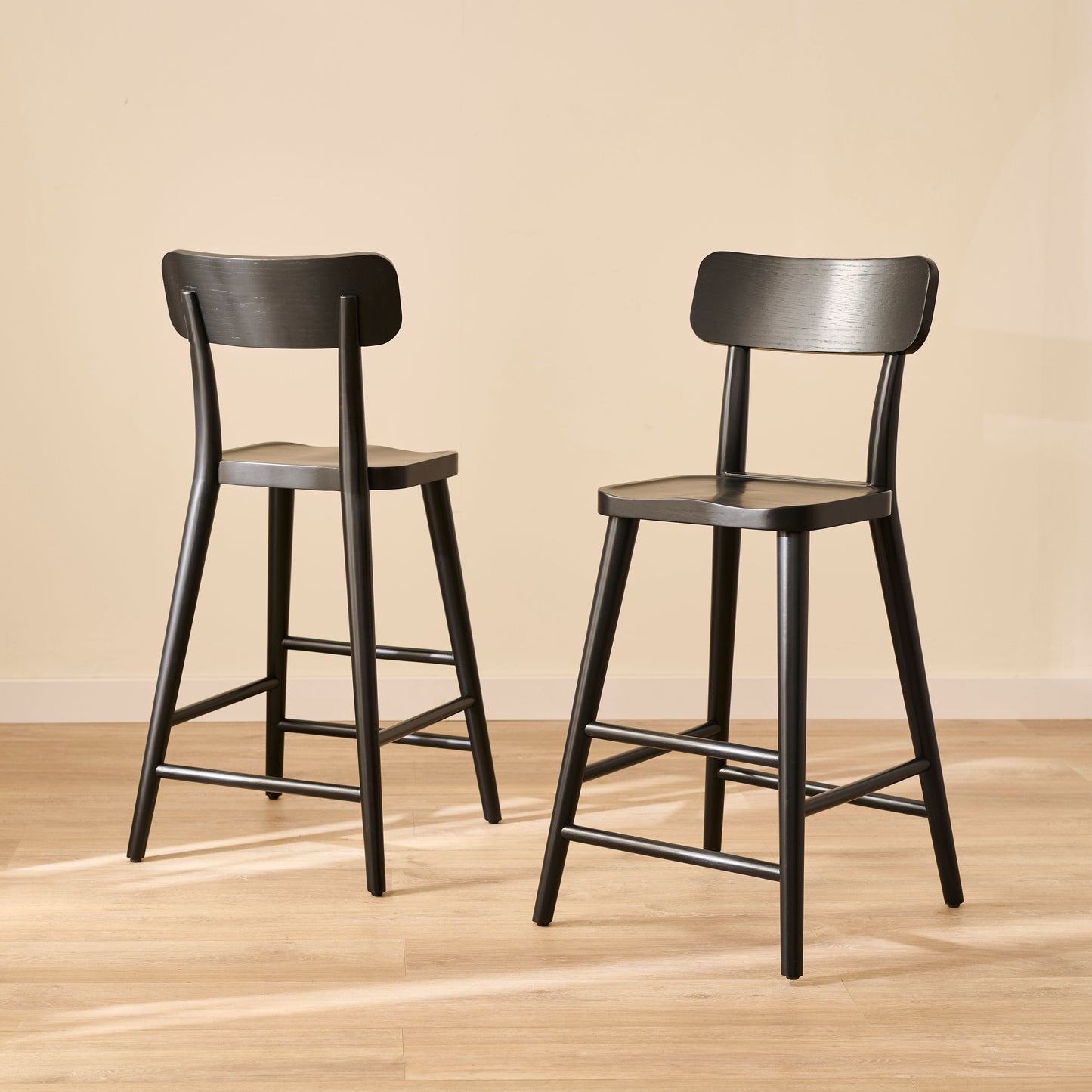 Silvester Black Bar Stool with Backrest