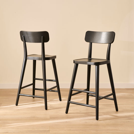 Silvester Black Bar Stool with Backrest