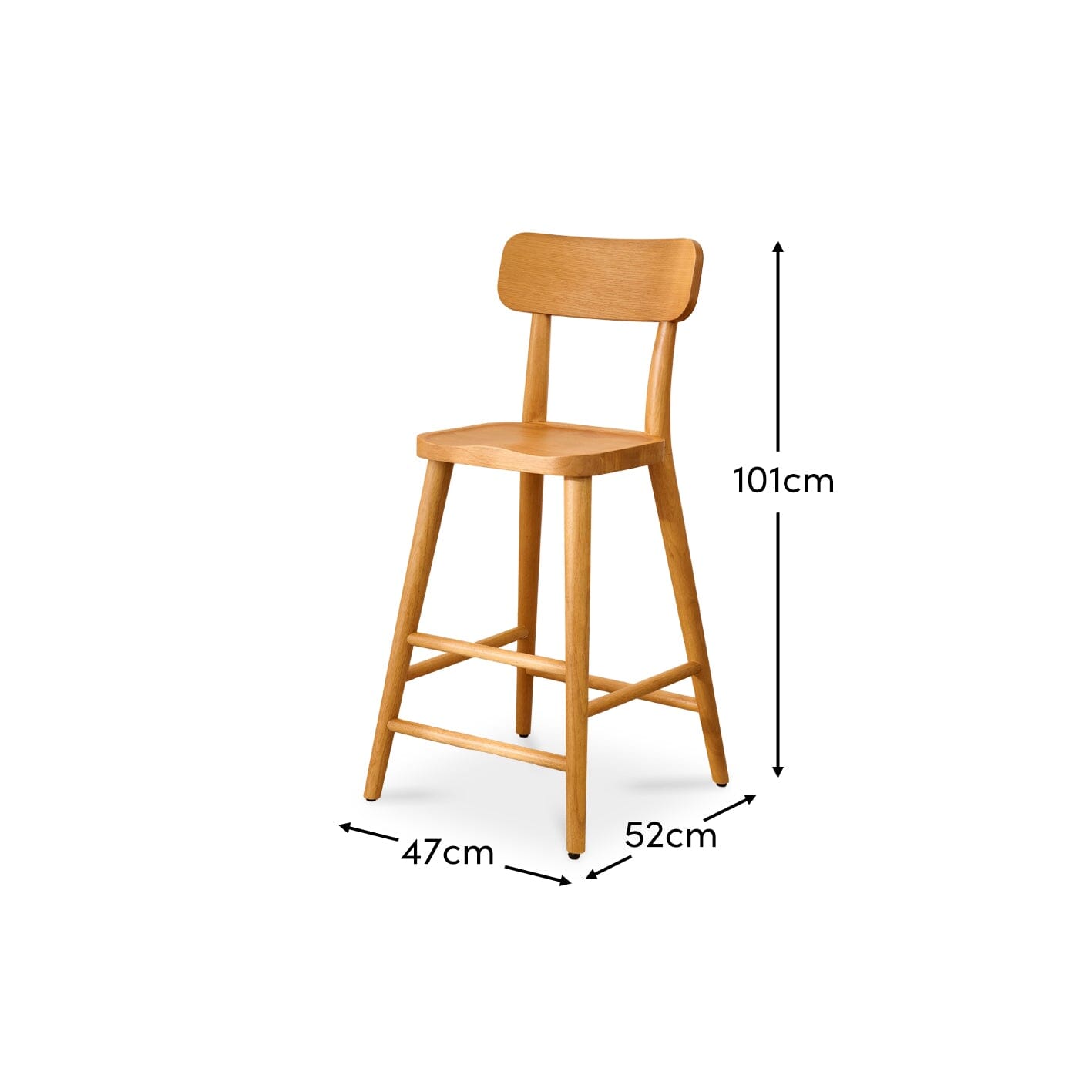 Silvester Classic Oak Bar Stool with Backrest