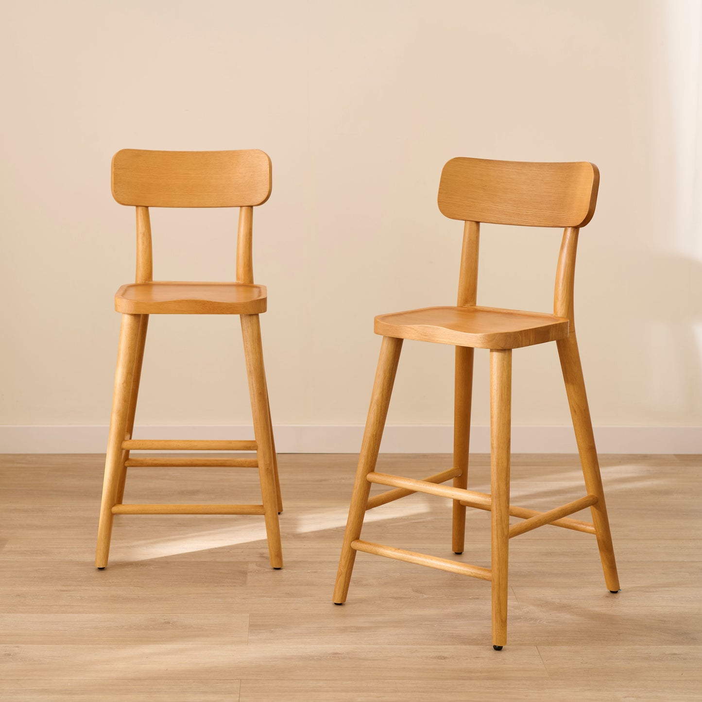 Silvester Classic Oak Bar Stool with Backrest