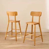 Silvester Classic Oak Bar Stool with Backrest
