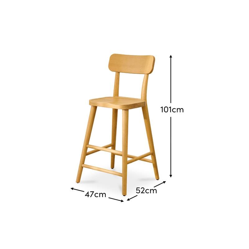 Silvester Pale Oak Bar Stool with Backrest