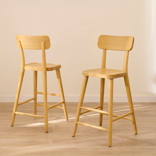 Silvester Pale Oak Bar Stool with Backrest