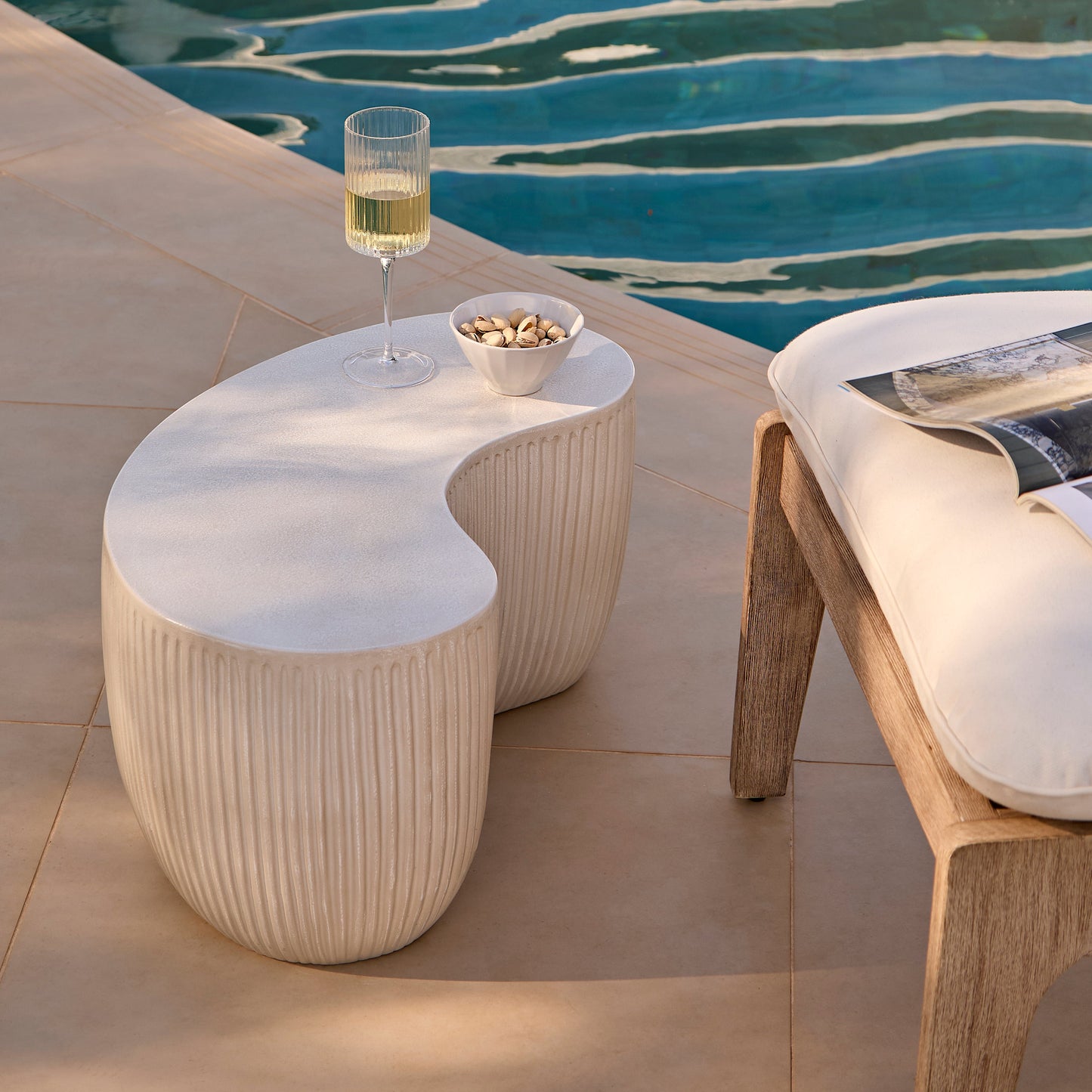 Sohan Kidney Garden Coffee Table - Sand - 61cm