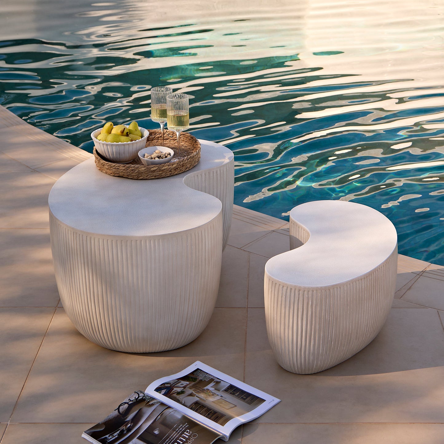 Sohan Kidney Garden Coffee Table - Sand - 84cm