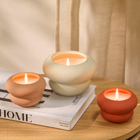 Outlet - Surbiton Single Wick 9cm Ceramic Candle - Oud Wood & Rose Scent In Blush Pink