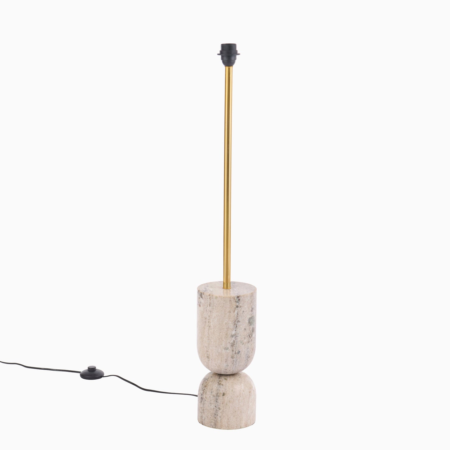 Tiree 97cm Taupe Marble Floor Lamp Base with Tiree 30cm Tall Lamp Shade - Ivory Boucle
