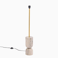 Tiree 97cm Taupe Marble Floor Lamp Base with Tiree 30cm Tall Lamp Shade - Ivory Boucle