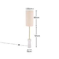 Tiree 97cm White Marble Floor Lamp Base with Tiree 30cm Tall Lamp Shade - Ivory Boucle