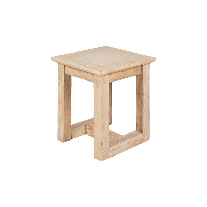 Outlet - Valdis Mango Wood & Travertine Square Side Table
