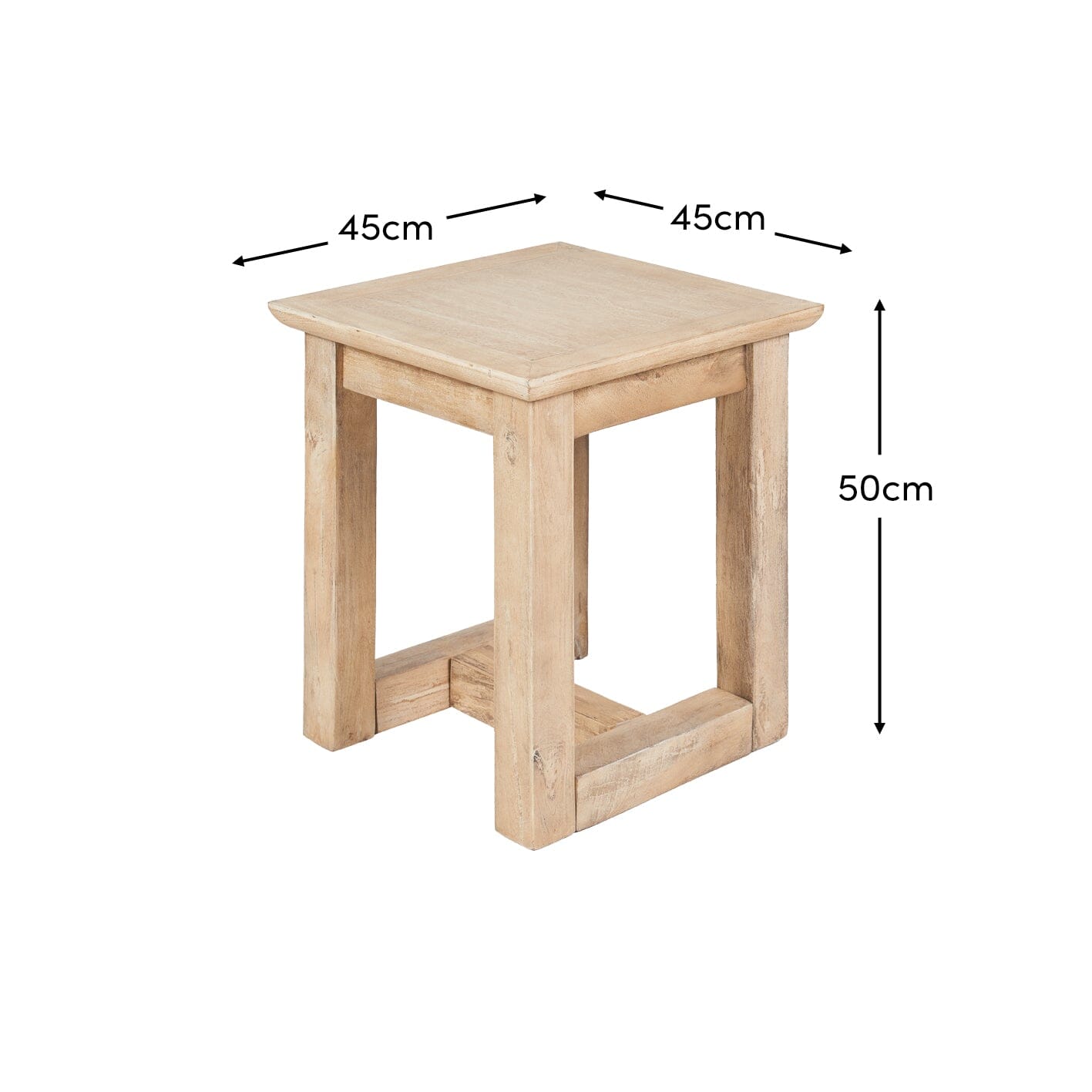Outlet - Valdis Mango Wood & Travertine Square Side Table