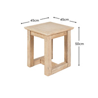 Outlet - Valdis Mango Wood & Travertine Square Side Table