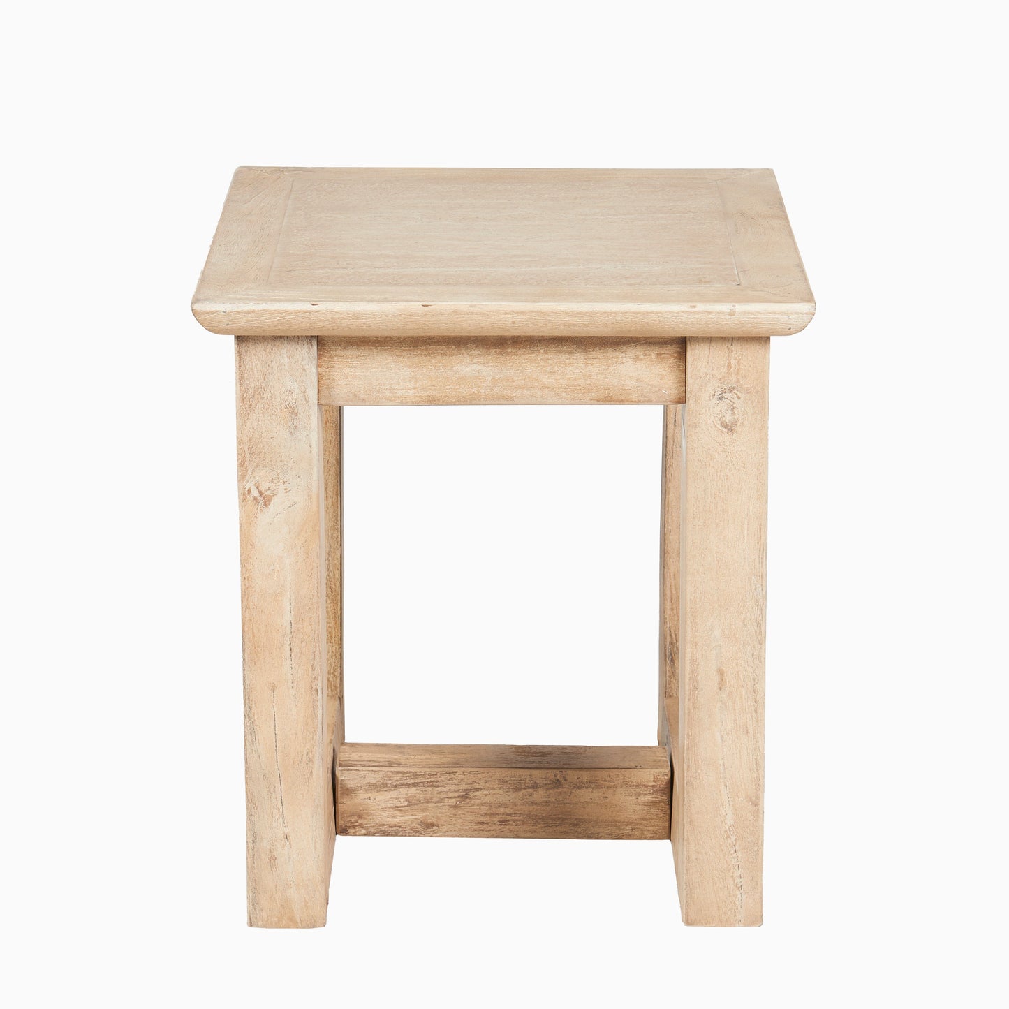 Outlet - Valdis Mango Wood & Travertine Square Side Table