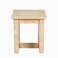 Outlet - Valdis Mango Wood & Travertine Square Side Table