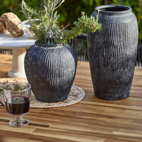 Outlet - Anze 20cm Terracotta Vase - Rustic Black