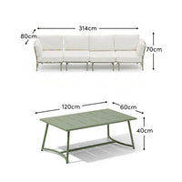 Wilder 4 Seater Metal Garden Conversation Set with Wilder Coffee Table - Olive Green