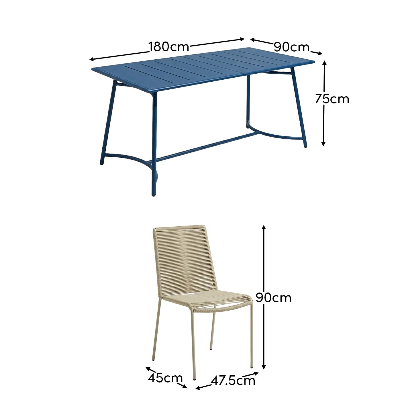 Wilder 6 Seater Blue Dining Table Set with Ryder Chairs