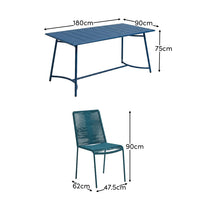 Wilder 6 Seater Blue Garden Dining Set with Ryder Teal Chairs