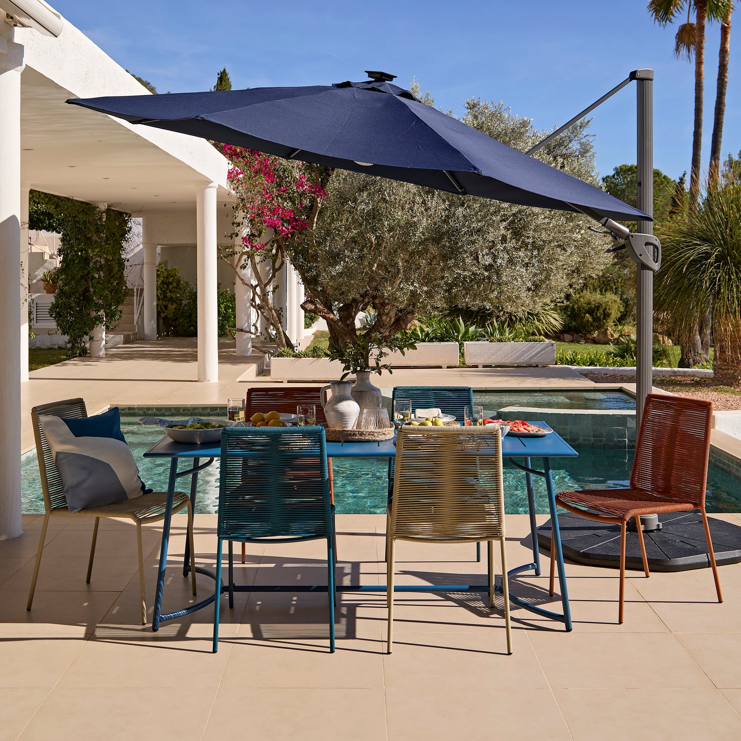 Wilder 6 Seater Blue Dining Table Set with Ryder Chairs