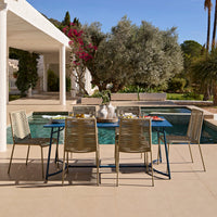 Wilder 6 Seater Blue Garden Dining Set with Ryder Clay Chairs