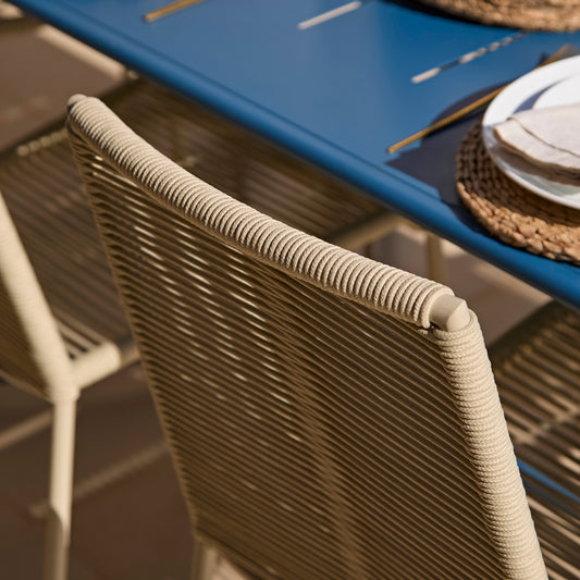 Wilder 6 Seater Blue Garden Dining Set with Ryder Clay Chairs