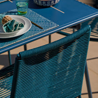 Wilder 6 Seater Blue Garden Dining Set with Ryder Teal Chairs