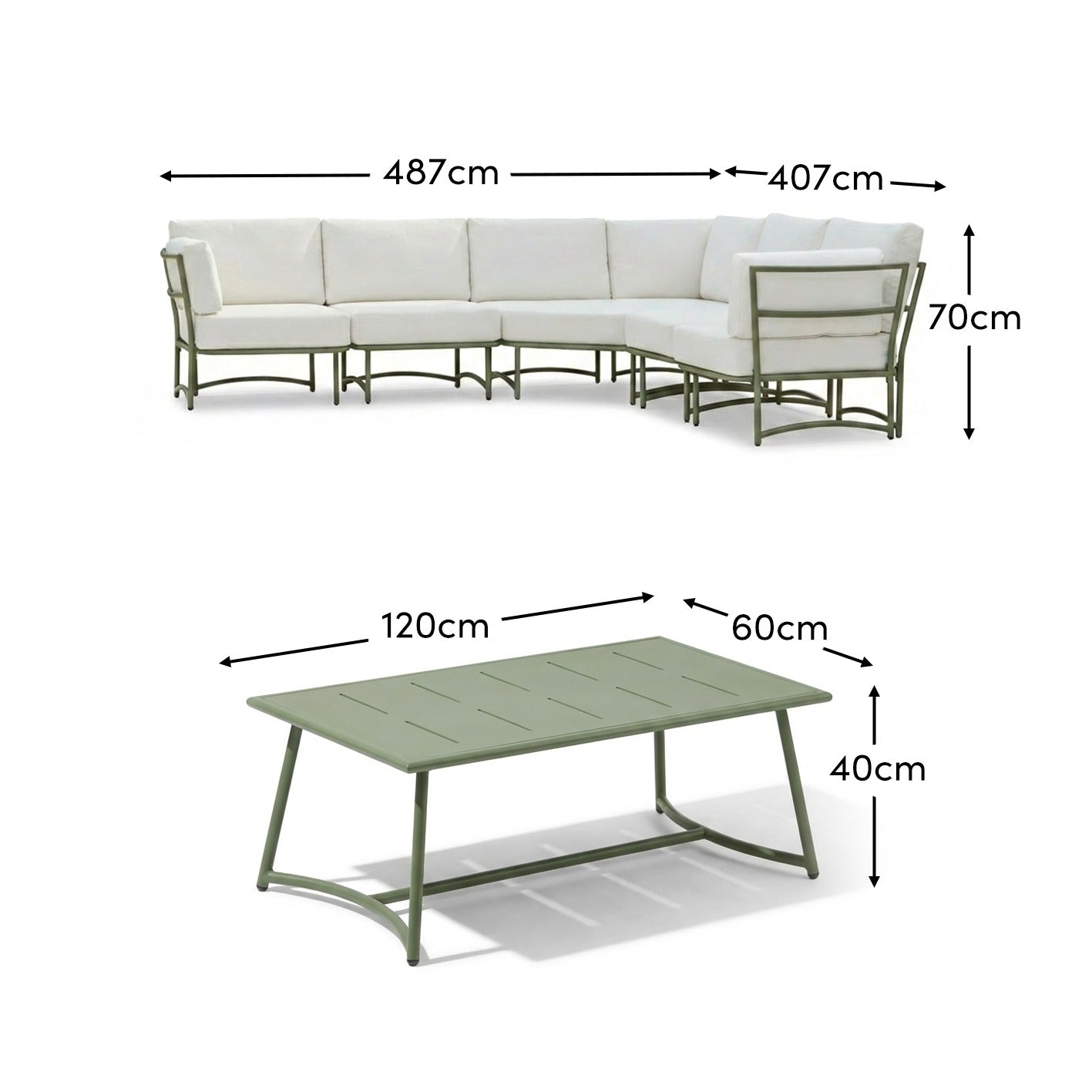 Wilder 8 Seater Garden Corner Set with Wilder Coffee Table - Olive Green