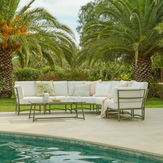 Wilder 8 Seater Garden Corner Set with Wilder Coffee Table - Olive Green