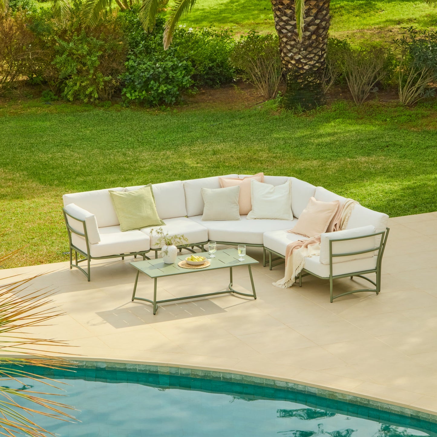 Wilder 8 Seater Garden Corner Set with Wilder Coffee Table - Olive Green