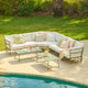 Wilder 8 Seater Metal Corner Sofa Set with Coffee Table - Olive Green