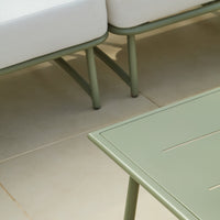 Wilder 4 Seater Metal Garden Conversation Set with Wilder Coffee Table - Olive Green