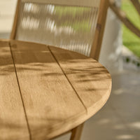 Willow 4 Seater White Acacia Round Garden Dining Set with Cove Beige Rope Chairs