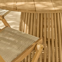 Willow 4 Seater White Acacia Round Garden Dining Set with Cove Beige Rope Chairs