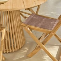 Willow 4 Seater White Acacia Round Garden Dining Set with Cove Pink Rope Chairs