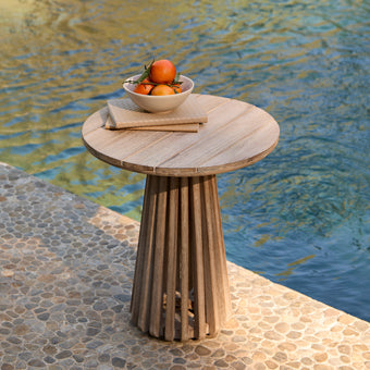 compare product Willow Round Wooden Garden Side Table - Brushed Light Acacia