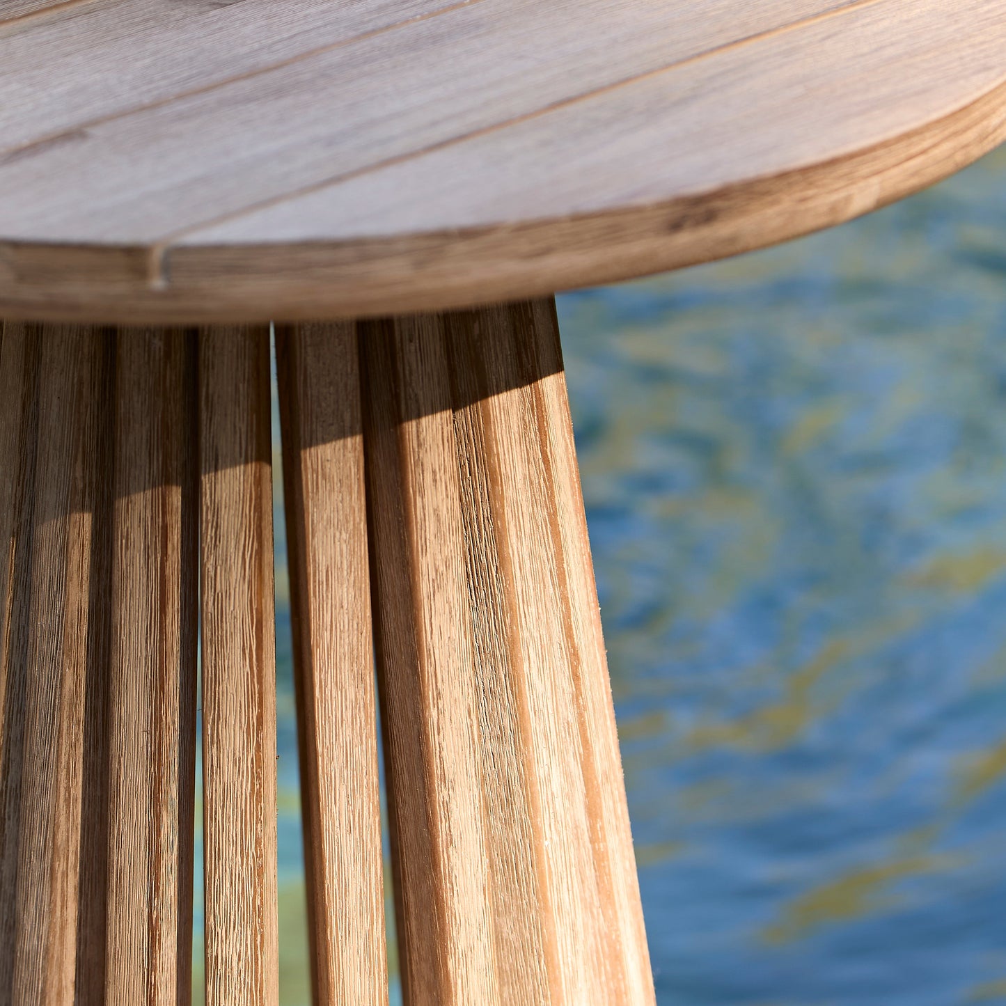 Willow Round Wooden Garden Side Table - Brushed Light Acacia