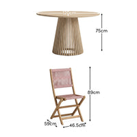 Willow 4 Seater White Acacia Round Garden Dining Set with Cove Pink Rope Chairs