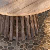 Willow Round Wooden Garden Coffee Table - Brushed Light Acacia