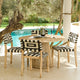 Willow 4 Seater Wooden Brushed Light Acacia Round Dining Set with Saffron Black and Beige Chairs