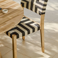 Willow 4 Seater Wooden Brushed Light Acacia Round Dining Set with Saffron Black and Beige Chairs