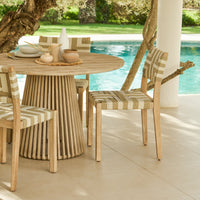 Willow 4 Seater Wooden Brushed Light Acacia Round Dining Set with Saffron Natural and Beige Chairs