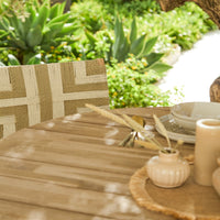 Willow 4 Seater Wooden Brushed Light Acacia Round Dining Set with Saffron Natural and Beige Chairs
